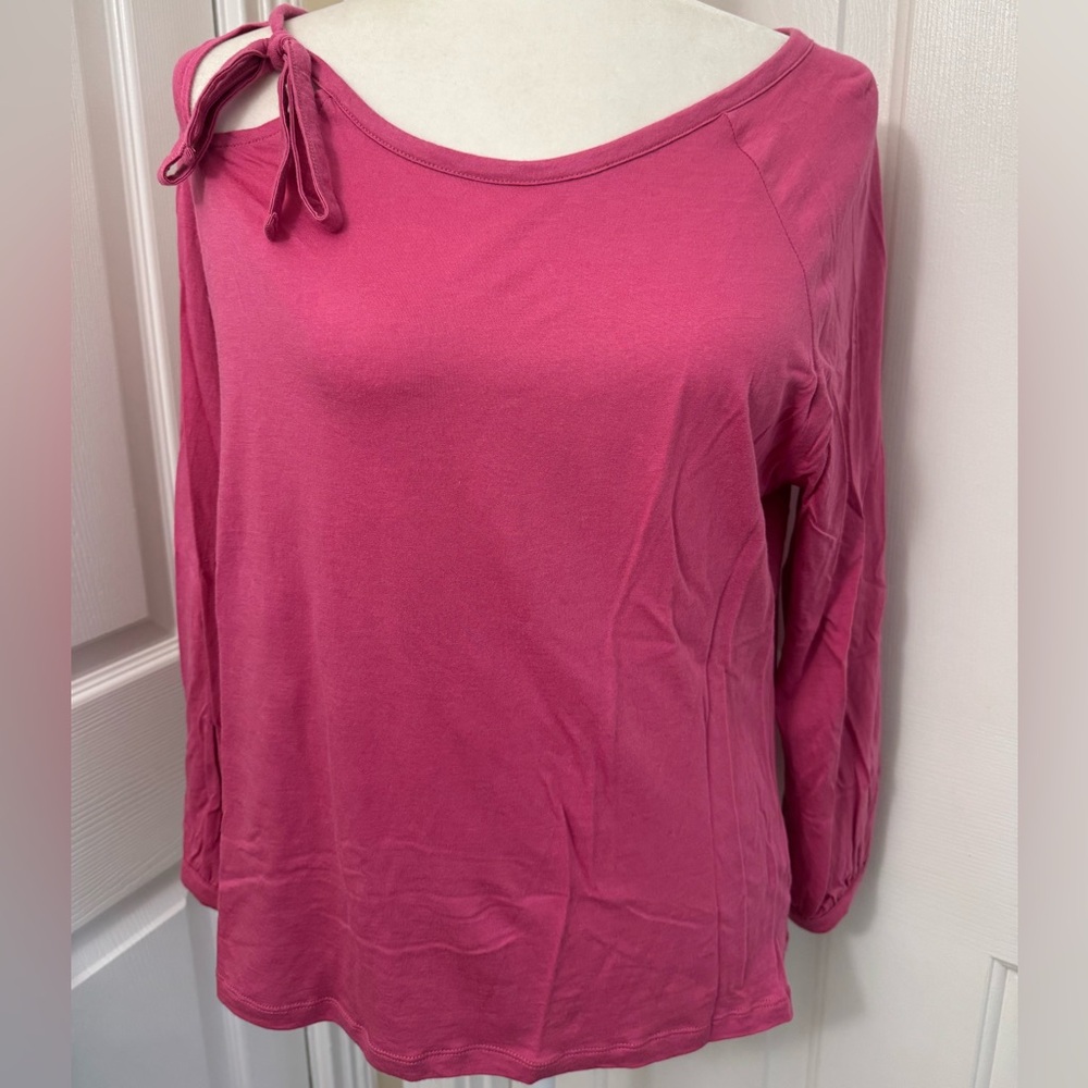 GAP Pink 3/4 Sleeve Blouse with Tie Front